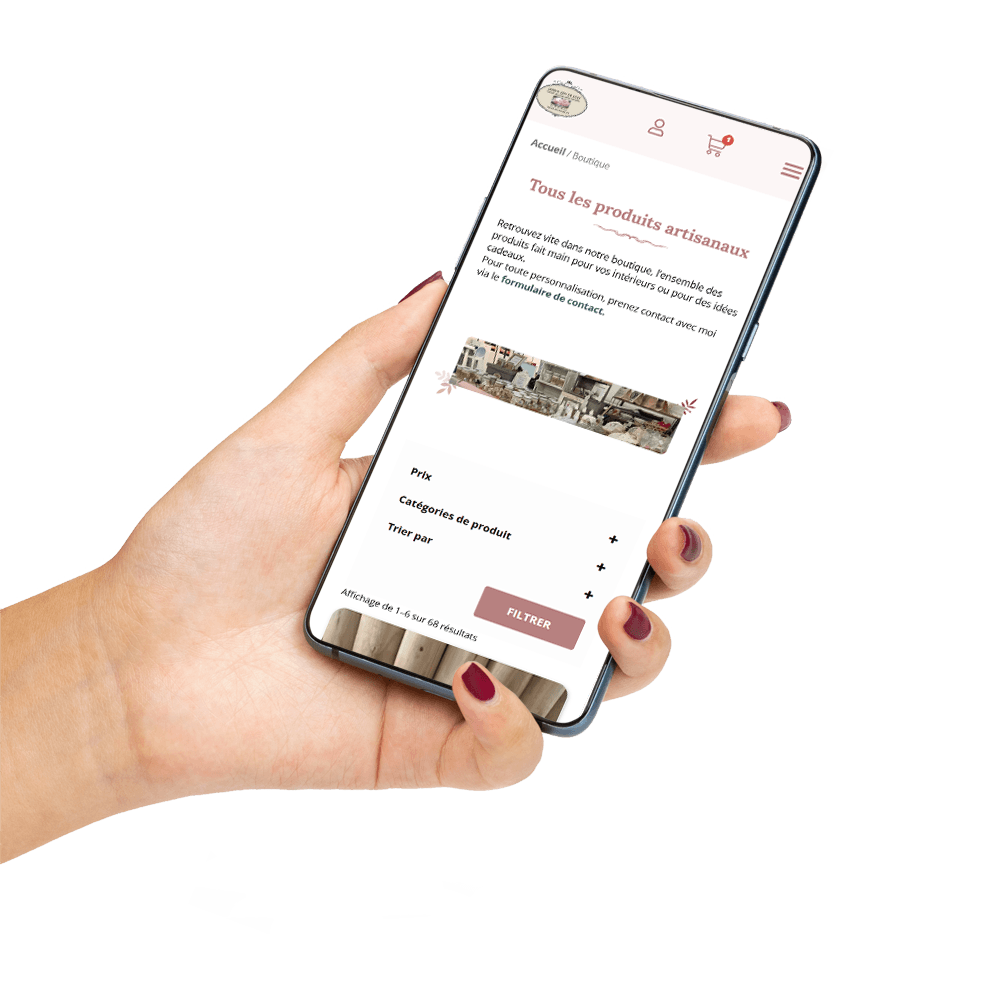 Page boutique sur smartphone du site Jardin Zen de Loly
