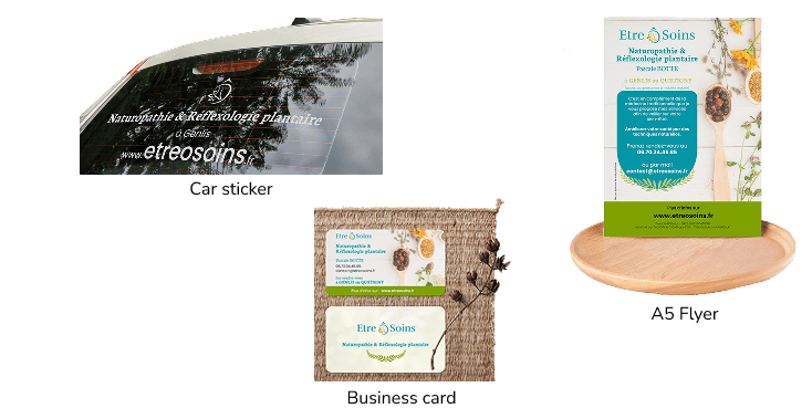 Communication materials (Brochure, flyer, business card) Etre Ô Soins
