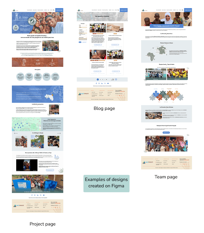 Examples of prototypes on Figma - Eau Z'Enfants Association