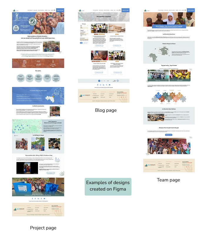 Examples of prototypes on Figma - Eau Z'Enfants Association