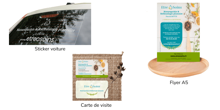 Supports de communication (Sticker, flyer, carte de visite) Etre Ô Soins